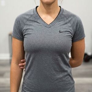 Nike Women’s Grey V-Neck Dri-FIT Tee